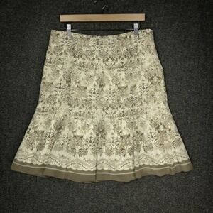 Y2K Axcess Liz Claiborne Skirt A-Line Tan Brown Sheer Lined Women's Size 12